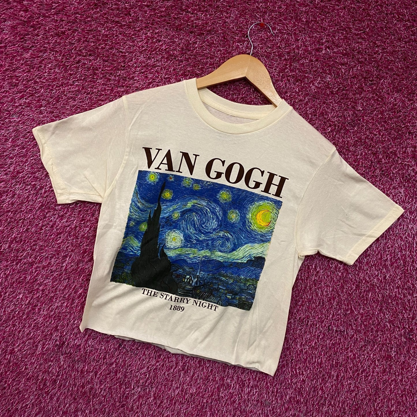 Vincent Van Gogh's "The Starry Night" Women's Crop T-Shirt Small