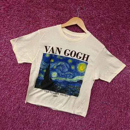 Vincent Van Gogh's "The Starry Night" Women's Crop T-Shirt Small
