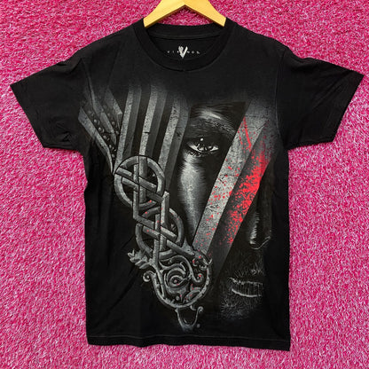 Vikings TV Show Leader with Symbol Black T-Shirt Small