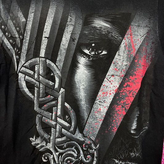 Vikings TV Show Leader with Symbol Black T-Shirt Small