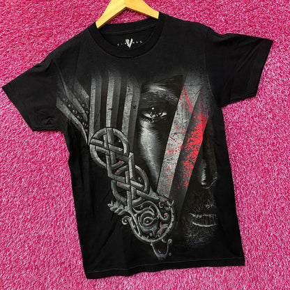 Vikings TV Show Leader with Symbol Black T-Shirt Small