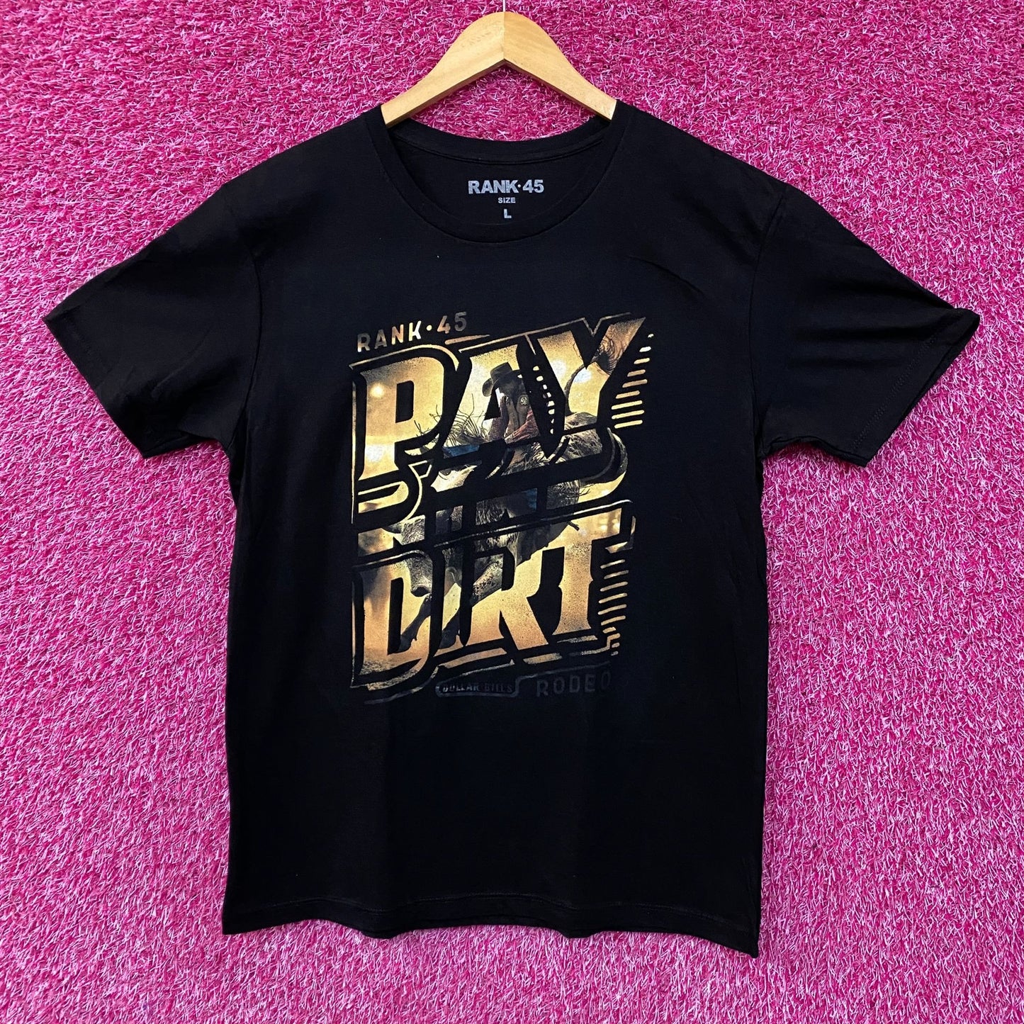 Rank-45 Pay Dirt Rodeo Graphic Design T-Shirt Large.