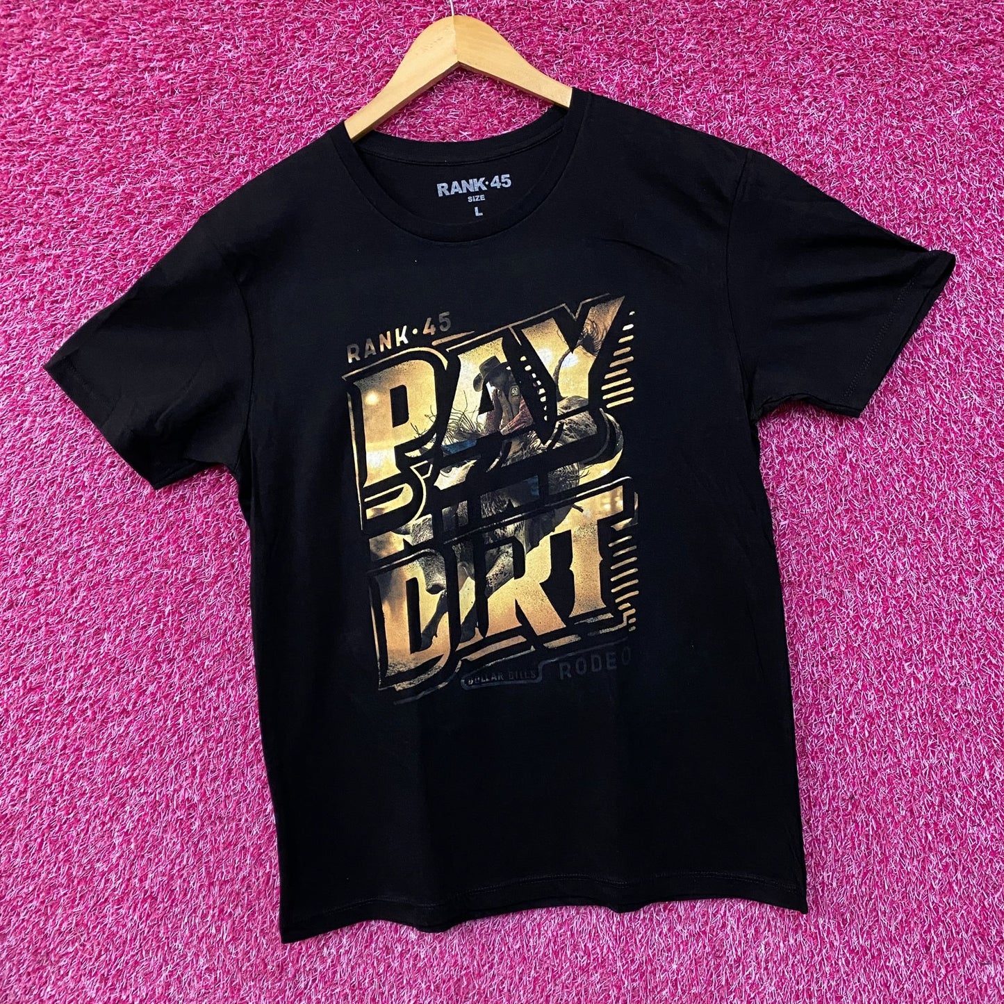 Rank-45 Pay Dirt Rodeo Graphic Design T-Shirt Large.