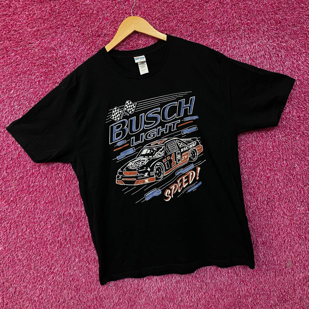 Busch Light Speed Racing Car Graphic Design T-Shirt Large