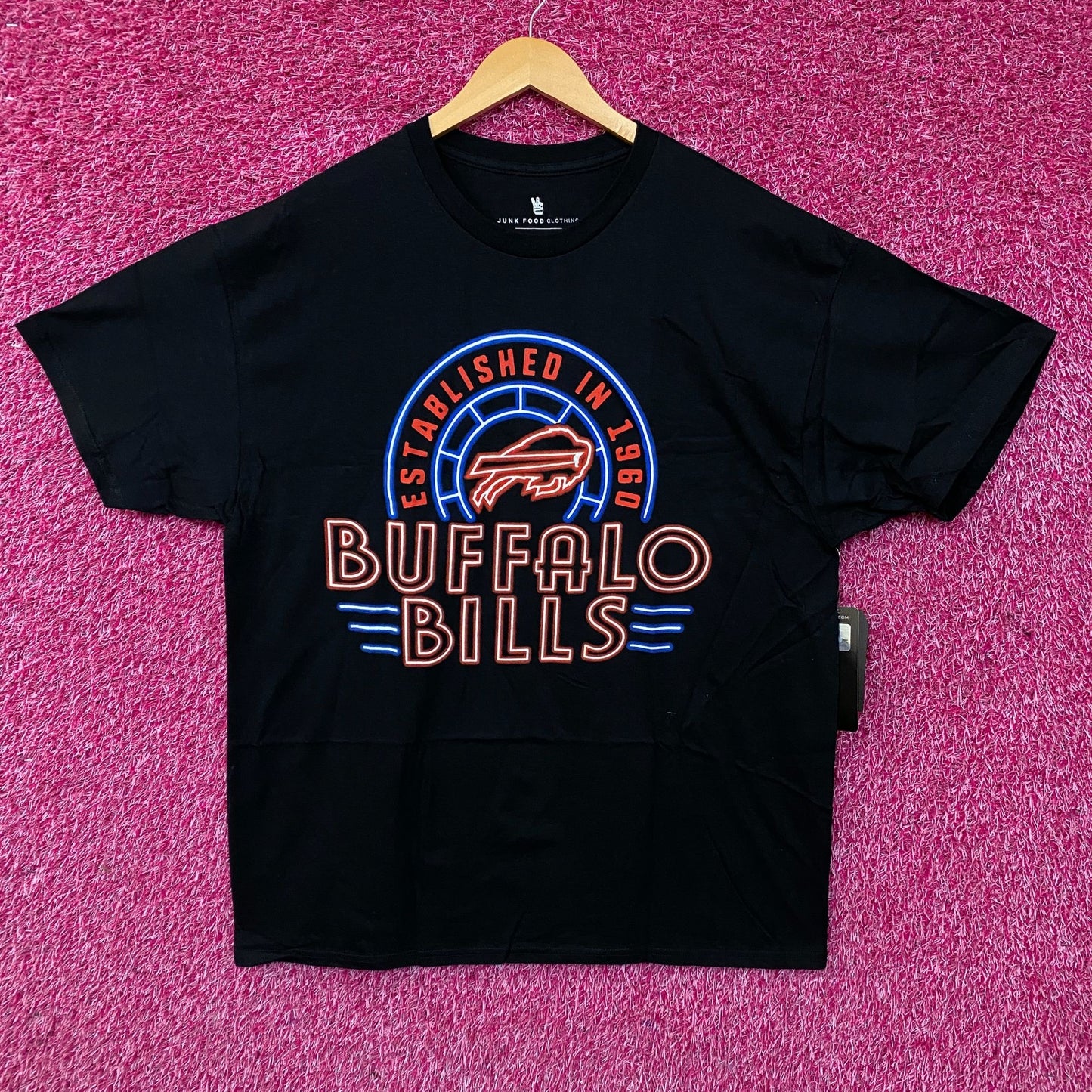 Junk Food Clothing NFL Buffalo Bills Neon Style Logo Graphic T-Shirt XL