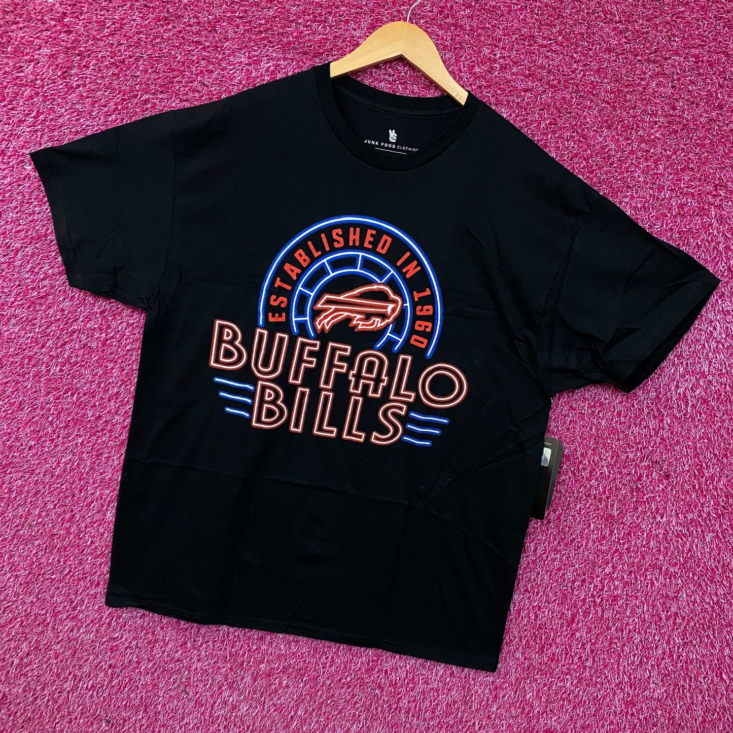 Junk Food Clothing NFL Buffalo Bills Neon Style Logo Graphic T-Shirt XL