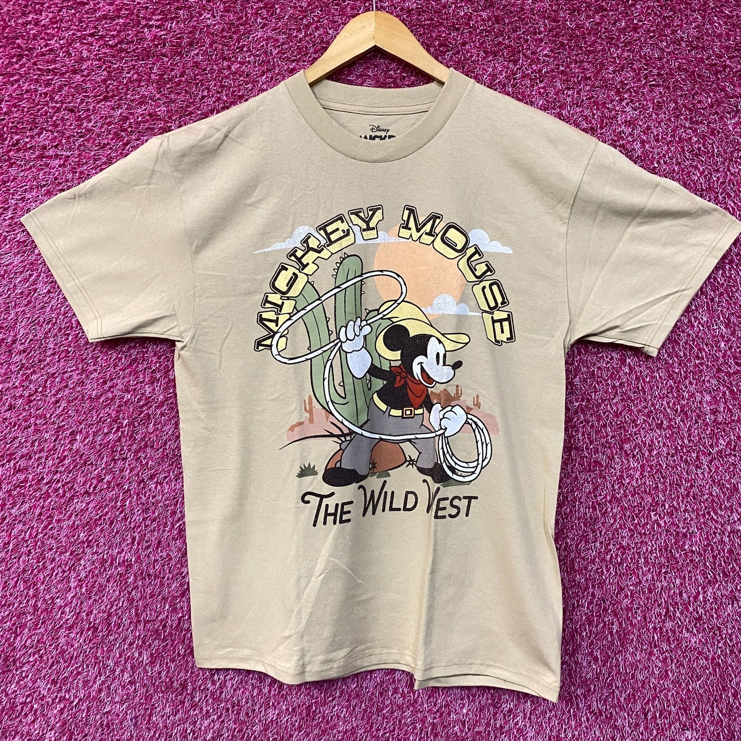 Disney Mickey Mouse The Wild West Cartoon Poster T-Shirt Large