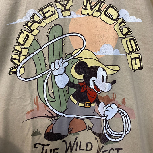 Disney Mickey Mouse The Wild West Cartoon Poster T-Shirt Large