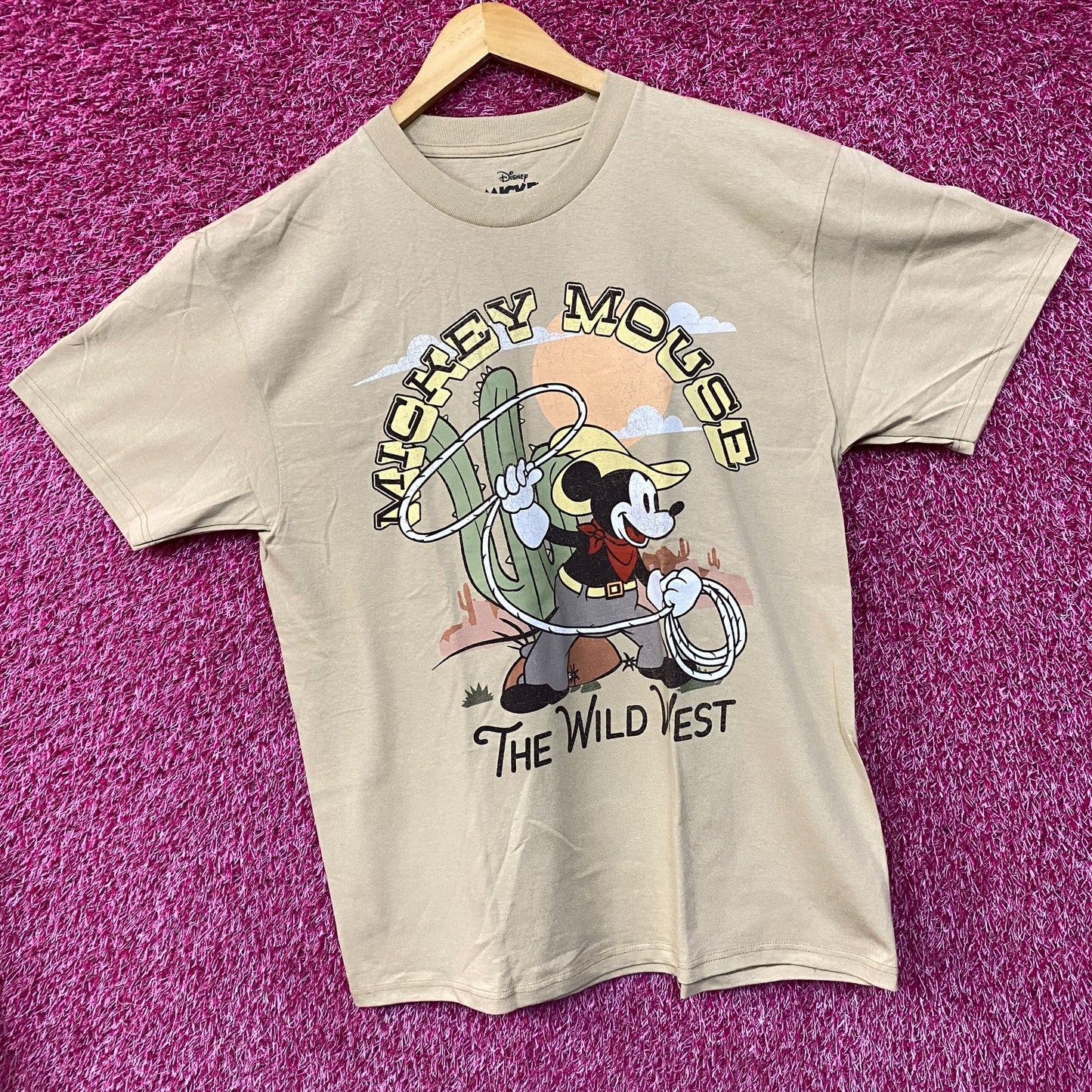 Disney Mickey Mouse The Wild West Cartoon Poster T-Shirt Large