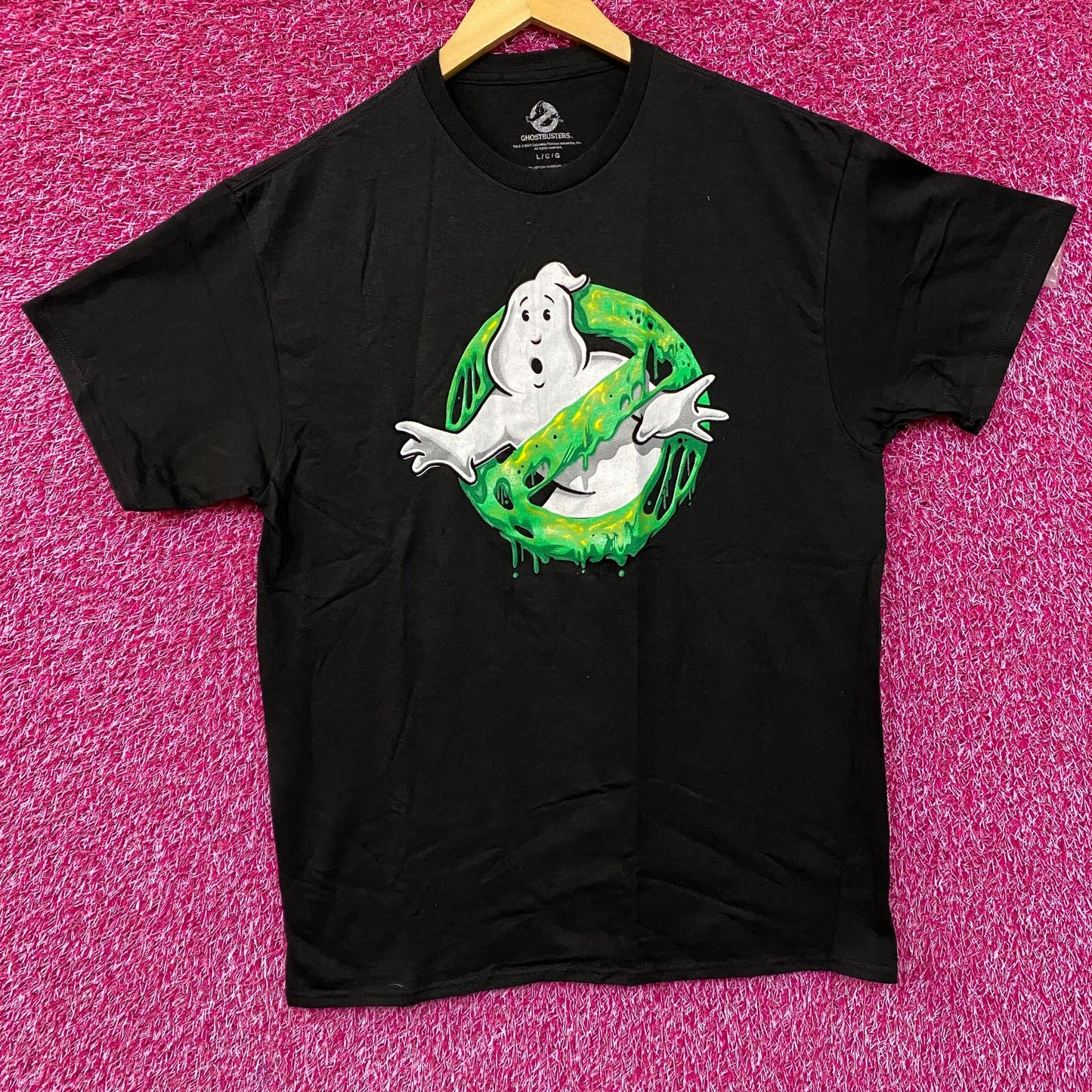 Ghostbusters Slimer Anti Ghost Logo Movie Promo T-Shirt L