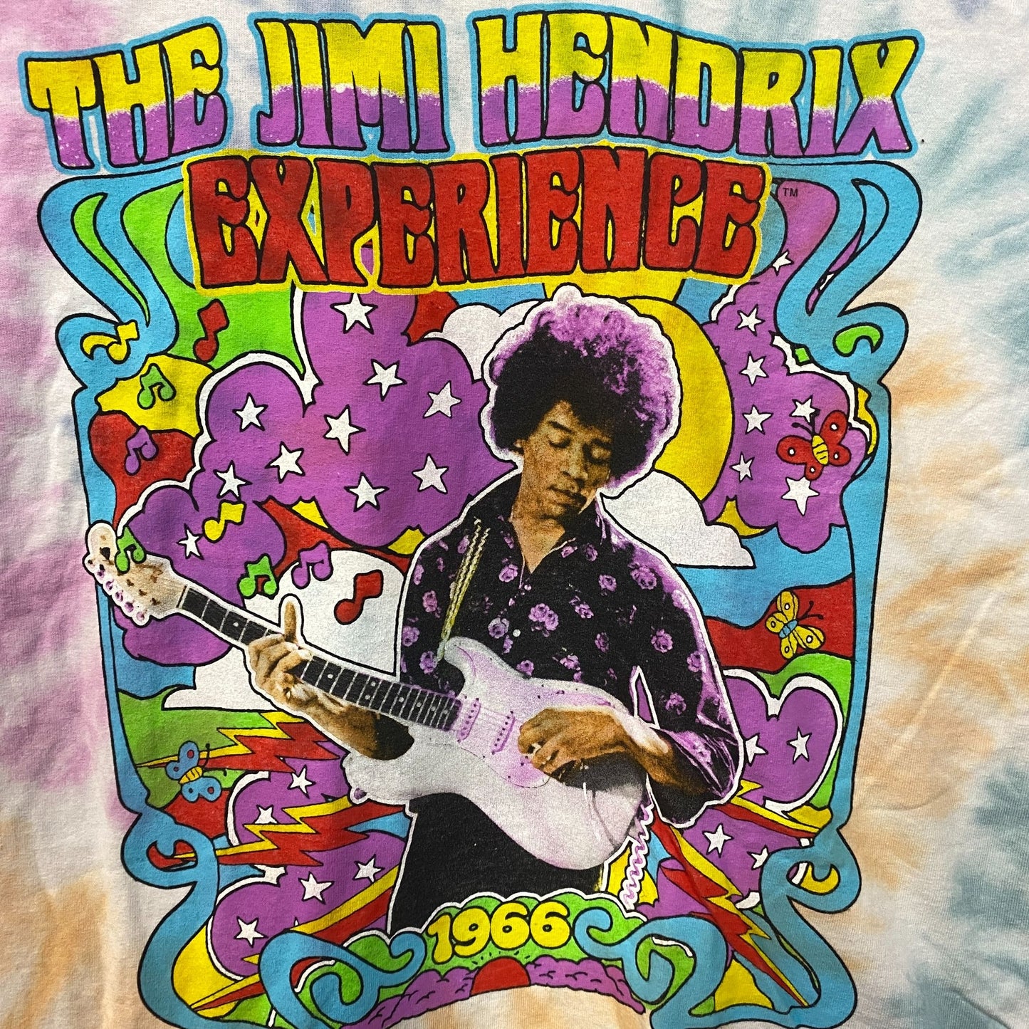 Jimi Hendrix Experience 1966 Graphic Tie-Dye T-Shirt Large
