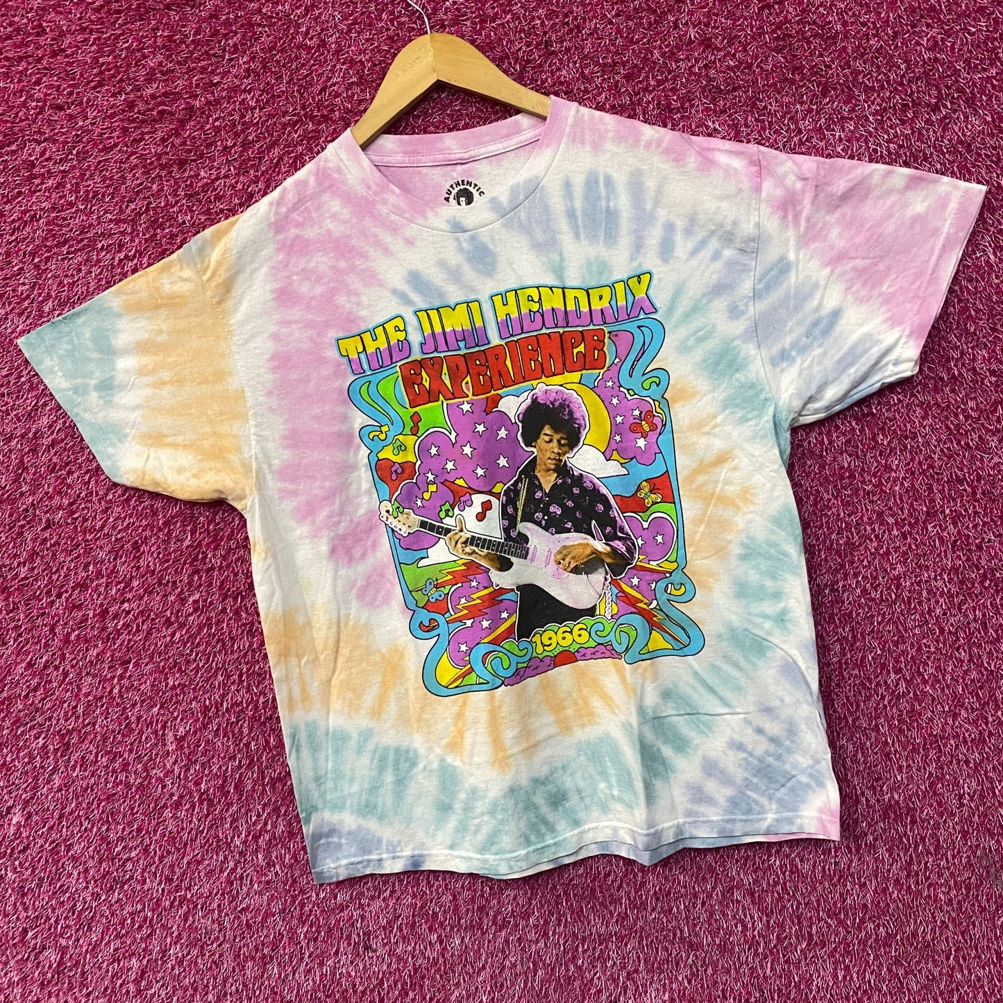 Jimi Hendrix Experience 1966 Graphic Tie-Dye T-Shirt Large