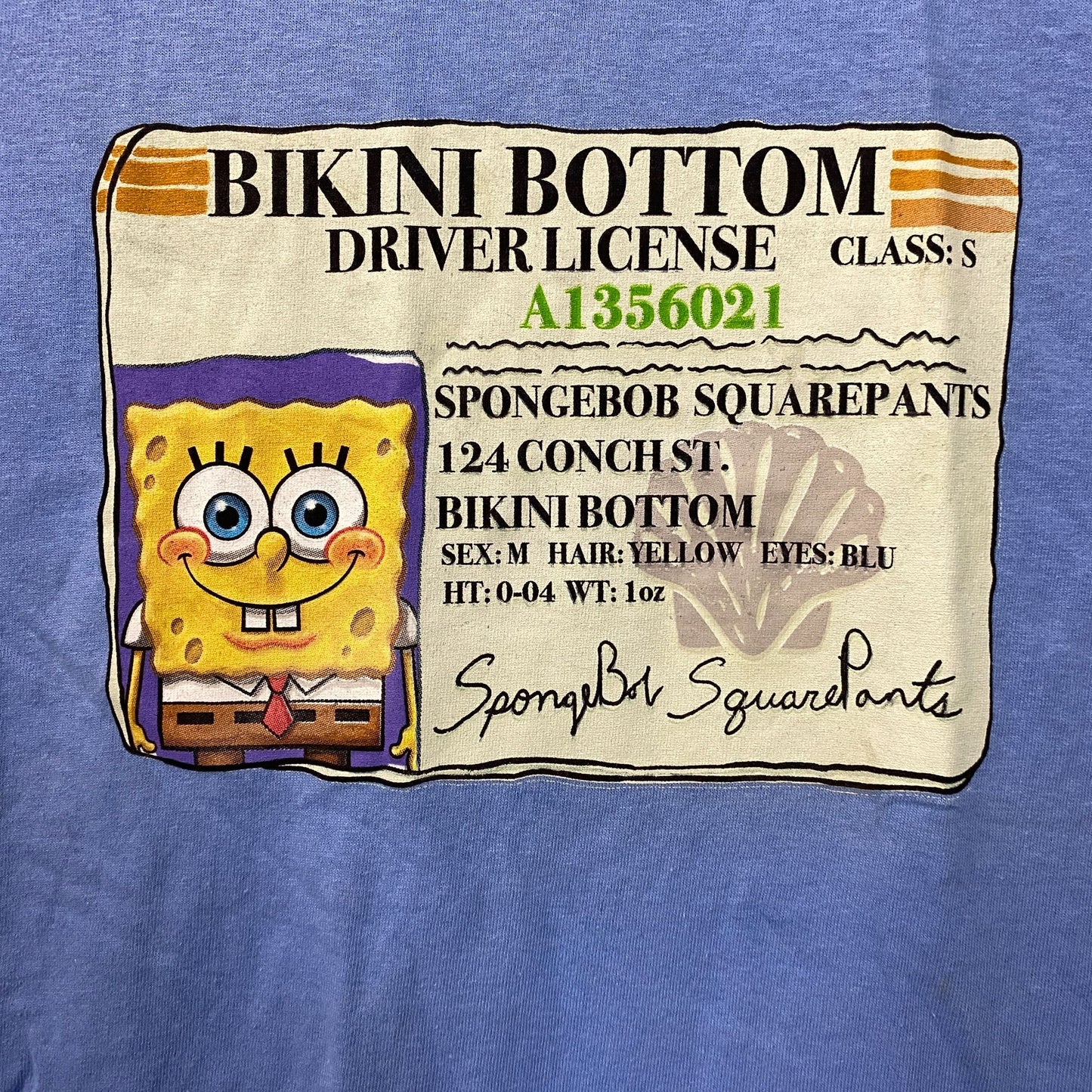 Nickelodeon Spongebob Bikini Bottom Driver License T-shirt Small