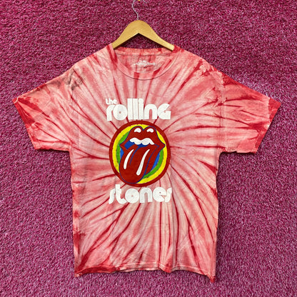 The Rolling Stones Hot Lips Red Tie Dye Tshirt size Large