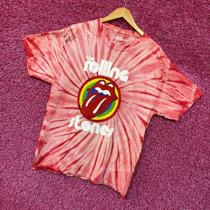 The Rolling Stones Hot Lips Red Tie Dye Tshirt size Large