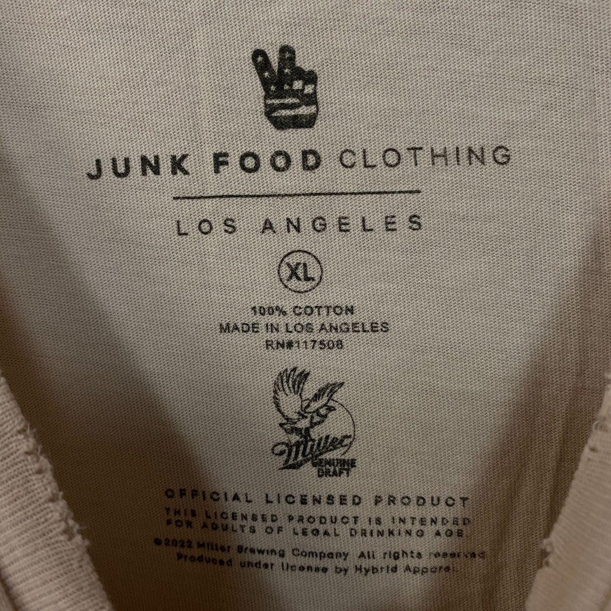Junk Food Clothing Miller Genuine Draft Vintage Style Eagle Logo Graphic T-Shirt XL