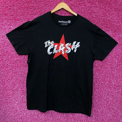 The Clash Corroded Spell Out Red Star Post Punk Band Tee extra large