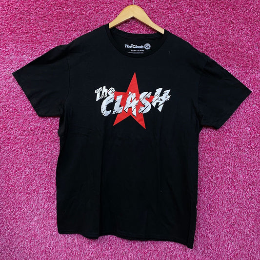 The Clash Corroded Spell Out Red Star Post Punk Band Tee extra large