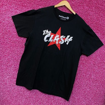 The Clash Corroded Spell Out Red Star Post Punk Band Tee extra large