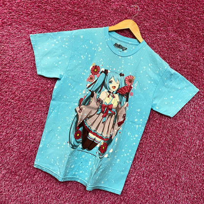 Hatsune Miku Cherry Blossom Bleach Dye Tshirt size medium