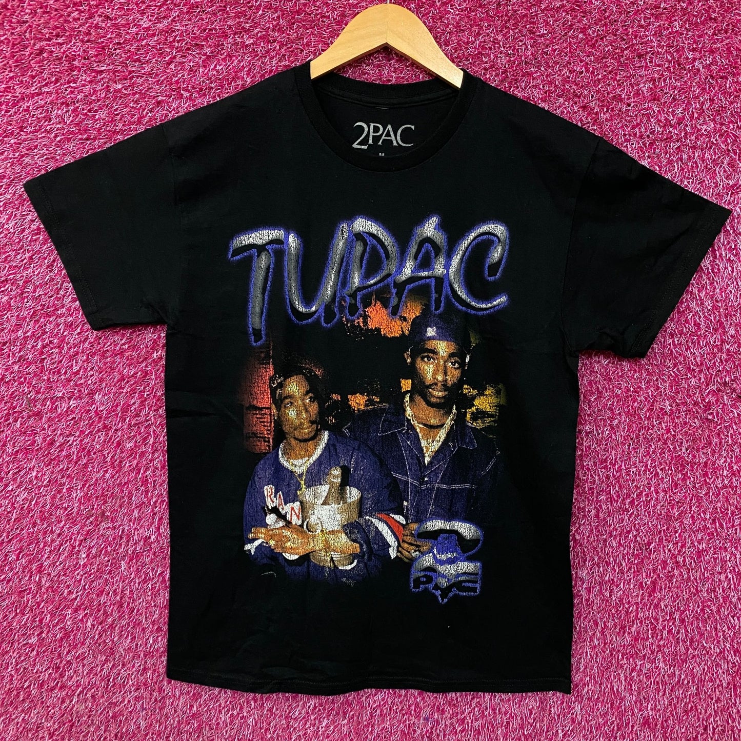 Tupac Portrait Collage Hip Hop Graphic T-Shirt Medium