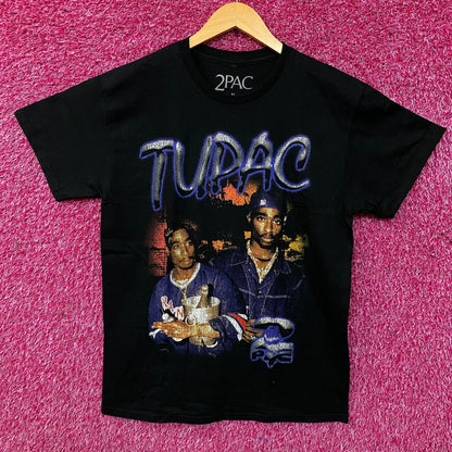 Tupac Portrait Collage Hip Hop Graphic T-Shirt Medium