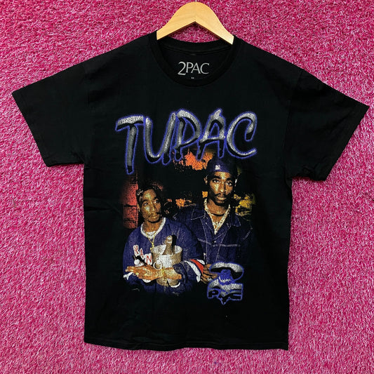 Tupac Portrait Collage Hip Hop Graphic T-Shirt Medium