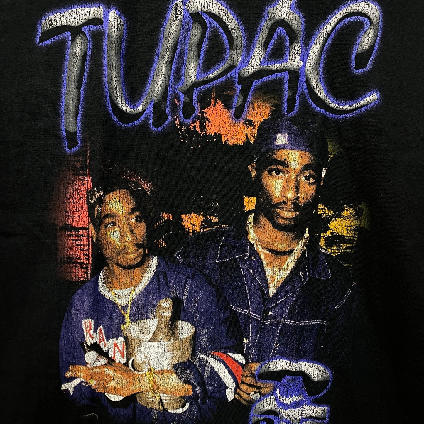 Tupac Portrait Collage Hip Hop Graphic T-Shirt Medium