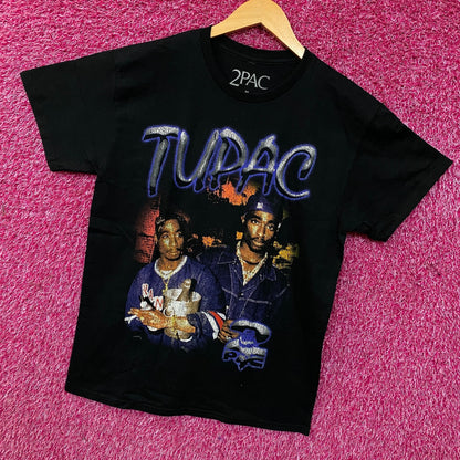 Tupac Portrait Collage Hip Hop Graphic T-Shirt Medium