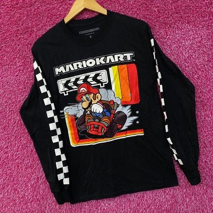 Nintendo Mario Kart 90's Art Graphic Design Long Sleeve T-Shirt Small