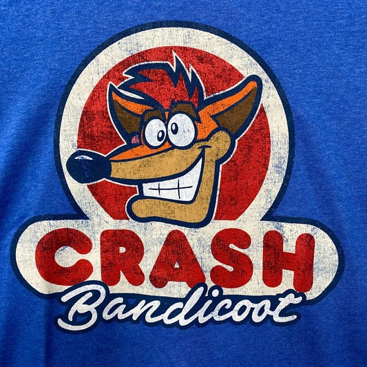 Crash Bandicoot Blue Graphic Retro Game T-Shirt XL