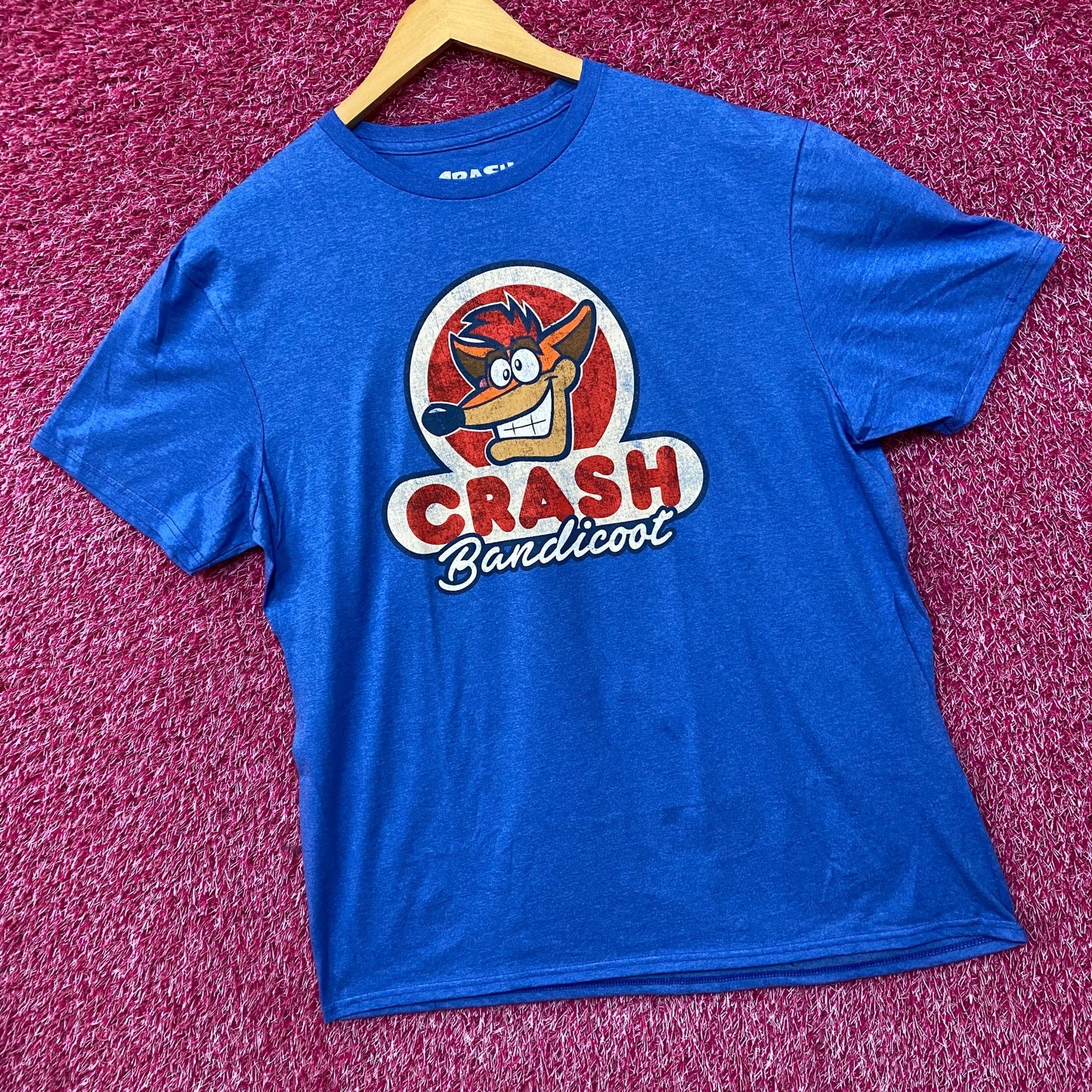Crash Bandicoot Blue Graphic Retro Game T-Shirt XL