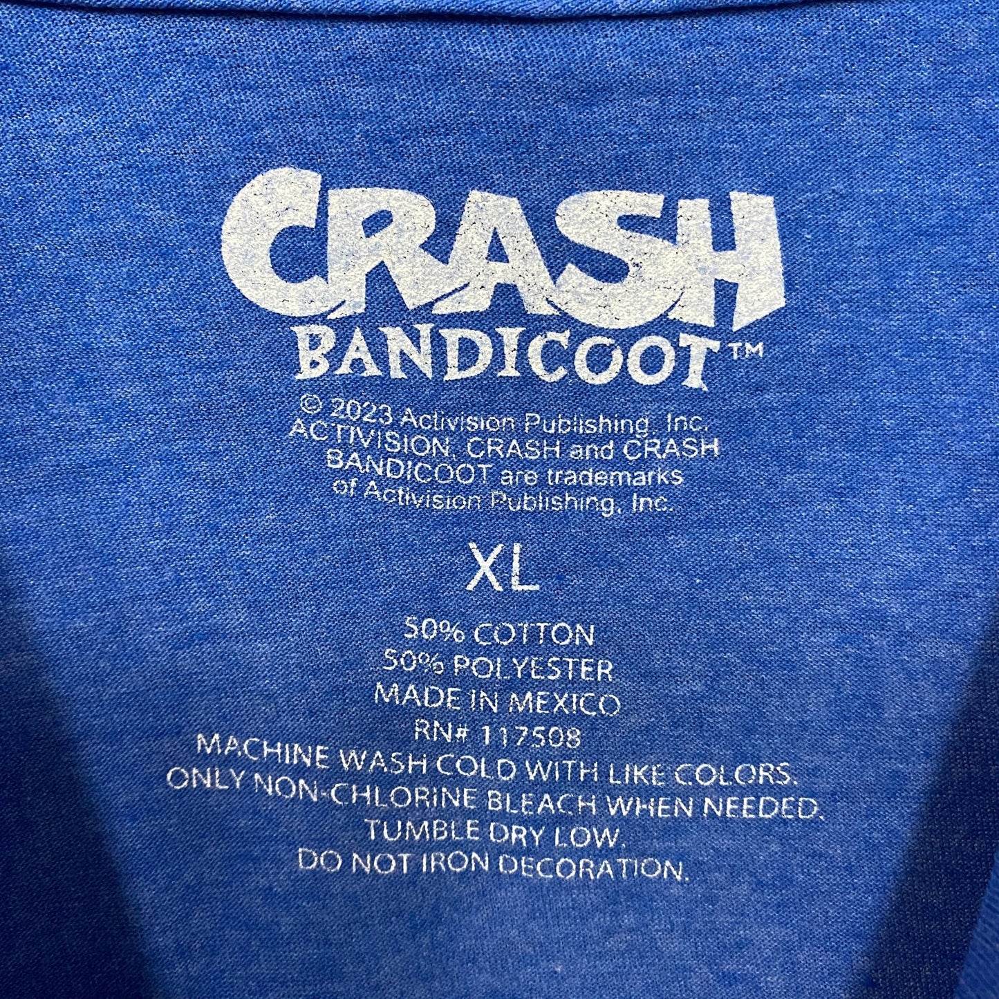 Crash Bandicoot Blue Graphic Retro Game T-Shirt XL