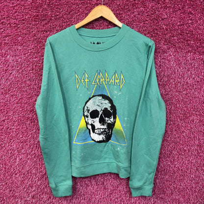 Def  Leppard Skull Crew Neck Teal Sweatshirt Small