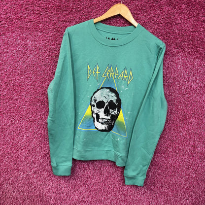 Def  Leppard Skull Crew Neck Teal Sweatshirt Small