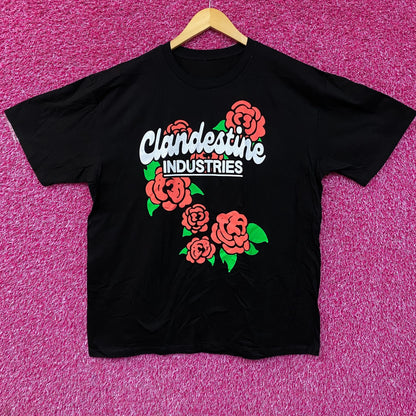 Clandestine Industries Floating Roses Scene Skater T-Shirt L