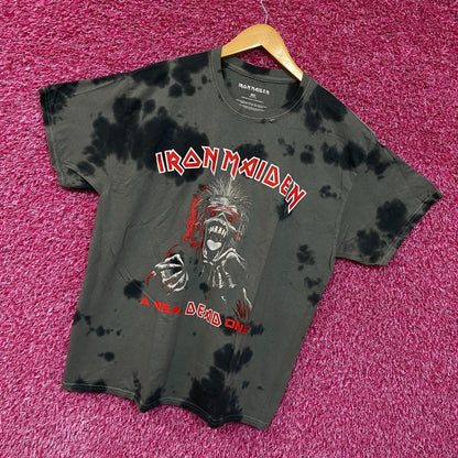 Iron Maiden a Real Dead One Gray Tie Dye Tshirt Size Medium