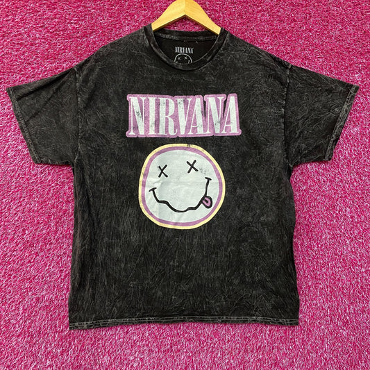 Nirvana Dead Smiley Face Logo Mineral Wash T-Shirt 1X