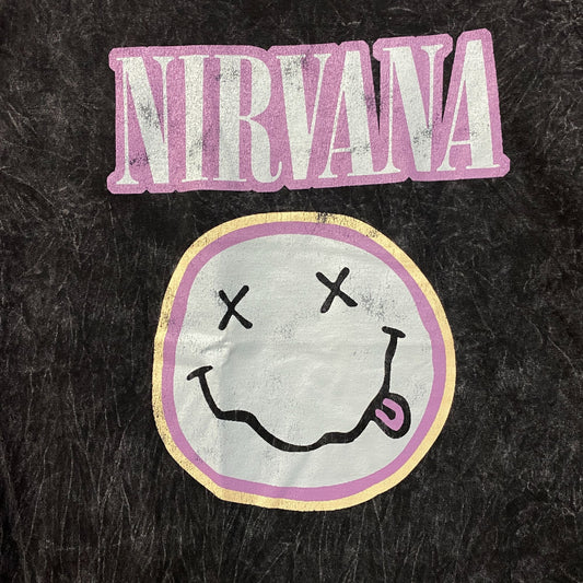 Nirvana Dead Smiley Face Logo Mineral Wash T-Shirt 1X