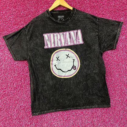 Nirvana Dead Smiley Face Logo Mineral Wash T-Shirt 1X