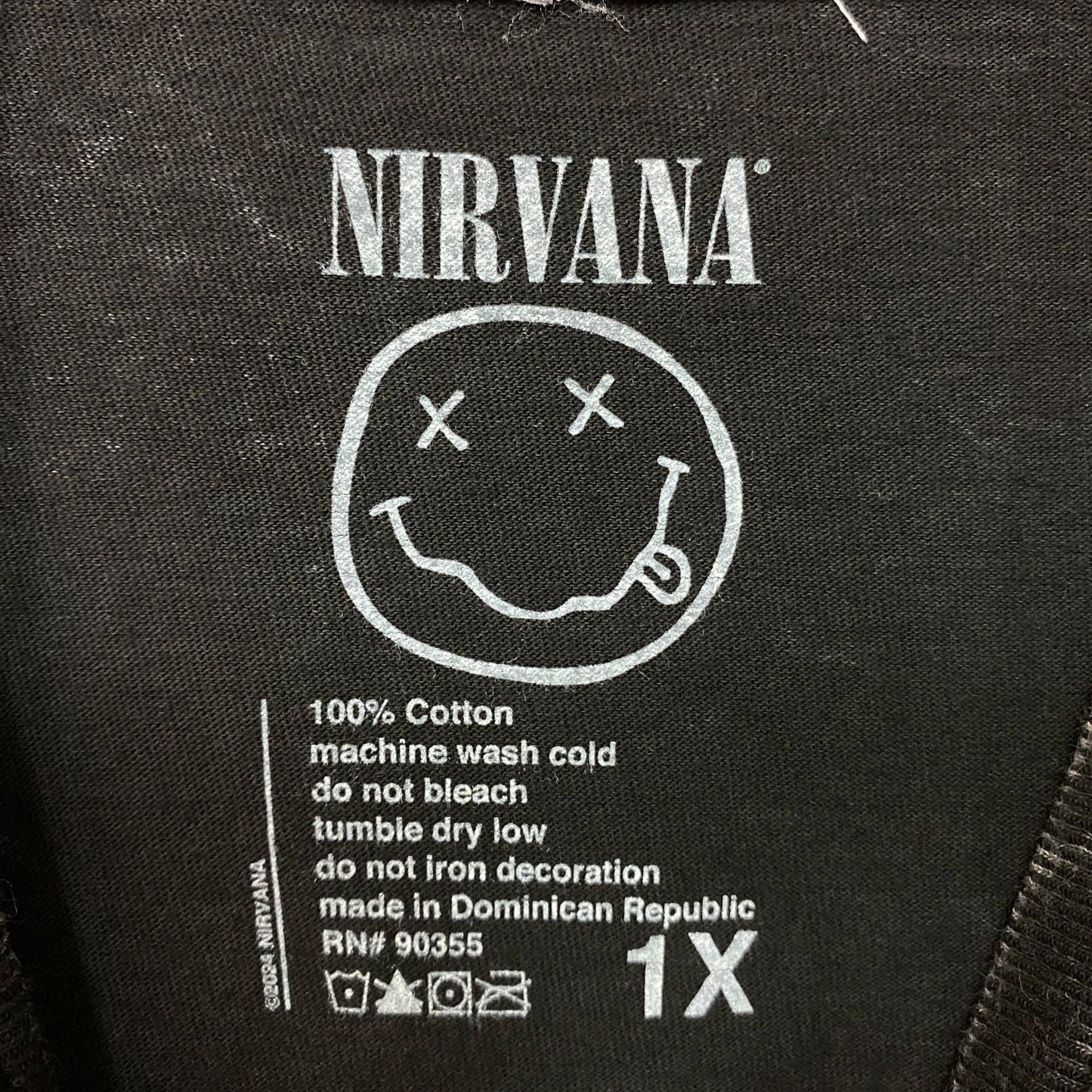 Nirvana Dead Smiley Face Logo Mineral Wash T-Shirt 1X
