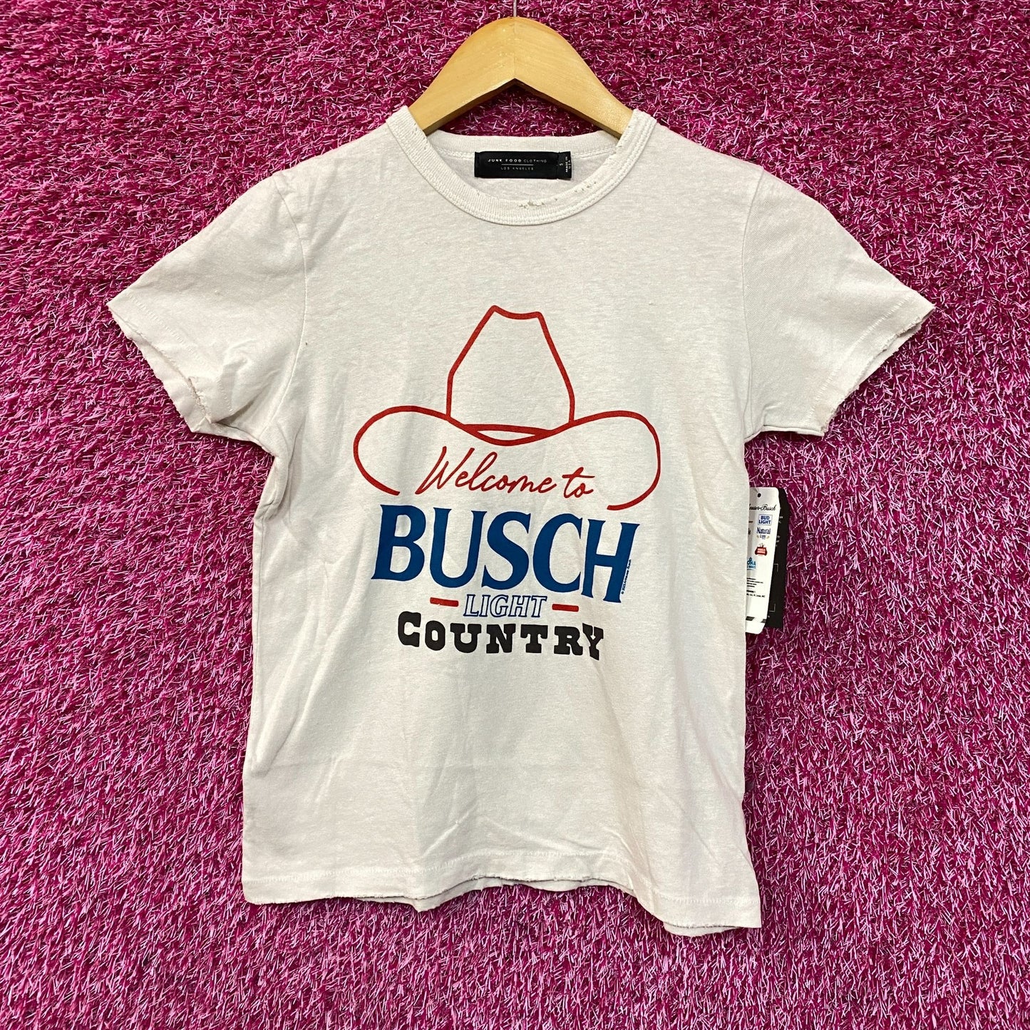 Welcome to Busch Light Country Cowboy Hat White T-Shirt Small