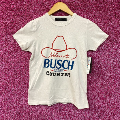 Welcome to Busch Light Country Cowboy Hat White T-Shirt Small