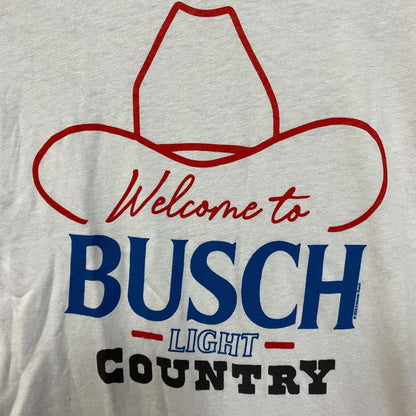 Welcome to Busch Light Country Cowboy Hat White T-Shirt Small