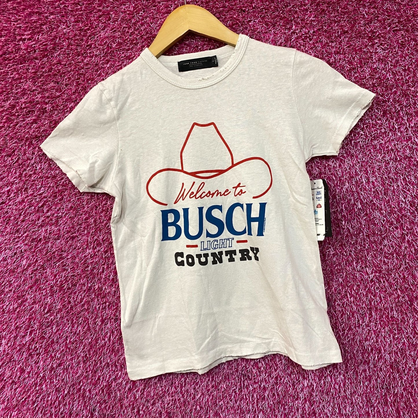 Welcome to Busch Light Country Cowboy Hat White T-Shirt Small
