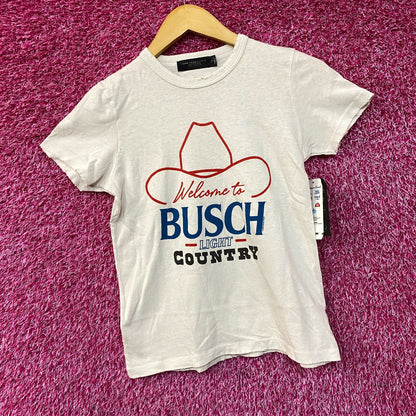Welcome to Busch Light Country Cowboy Hat White T-Shirt Small