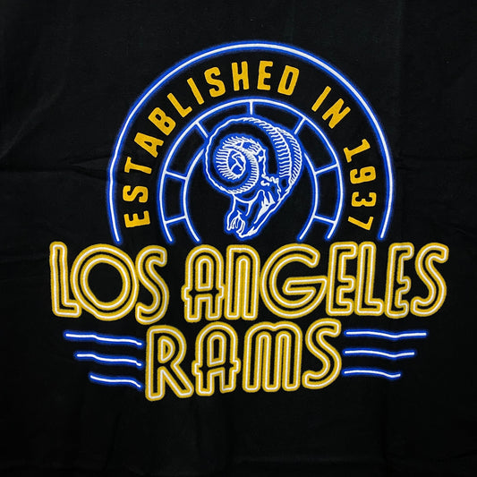 Junk Food Clothing Los Angeles Rams Est 1937 Neon Graphic T-Shirt Large