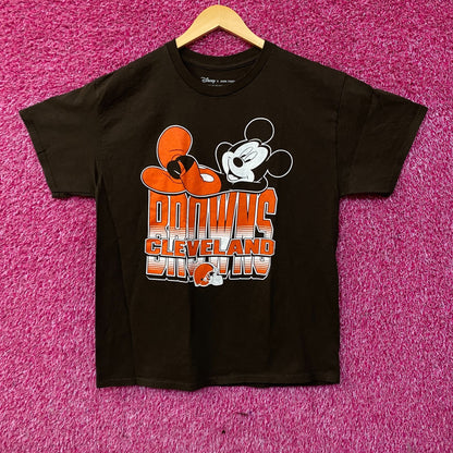 Junk Food x NFL Disney Mickey Mouse Kick Back Browns Cleveland Brown Shirt Medium