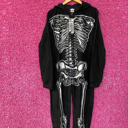 Under Disguise Skeleton Black Warm Fleece One Piece Zip Up Onesie XL