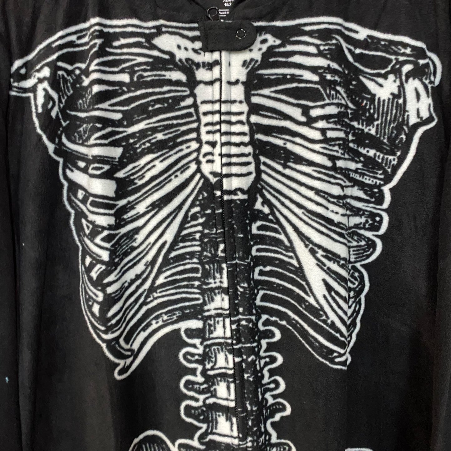 Under Disguise Skeleton Black Warm Fleece One Piece Zip Up Onesie XL